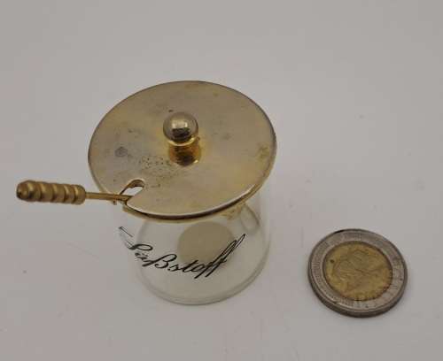 Vintage Siegl 24 Karat Gold plated and glass mustard preserve pot made in Germany