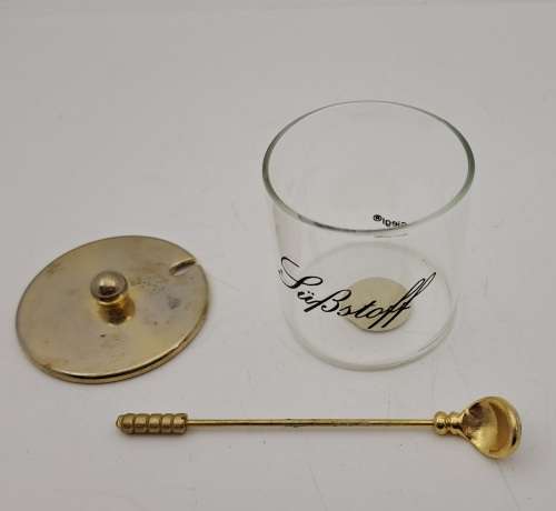 Vintage Siegl 24 Karat Gold plated and glass mustard preserve pot made in Germany