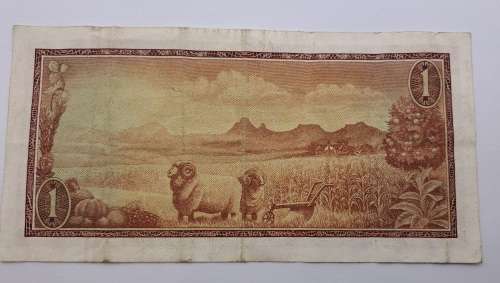 T.W de Jongh South African R1 Note -A192-Springbok Watermark