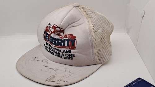 Signed 1993 Celebrity S.A Formula One Grand Prix Cap by Jonty Rhodes.Clive Rice and Bruce Fordyce-