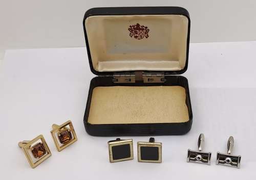 3 pairs of Vintage Cufflinks In box