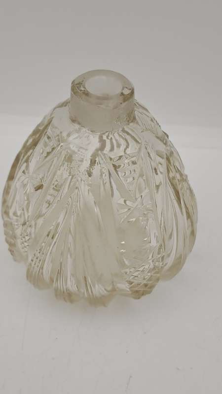 Antique Cut Glass & Sterling Silver Scent Bottle -115mmx75mm (Hall Marked) England