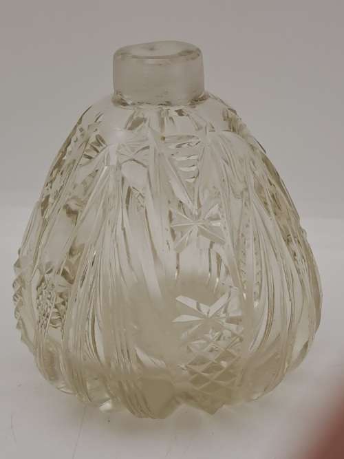 Antique Cut Glass & Sterling Silver Scent Bottle -115mmx75mm (Hall Marked) England