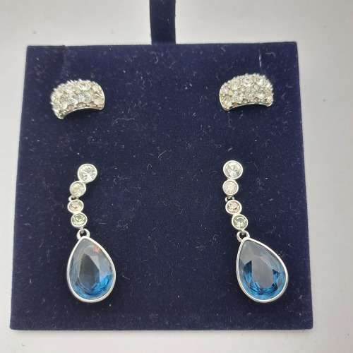 2 Pairs of Swarovski Crystal Earings -Boxed - Pre-owned