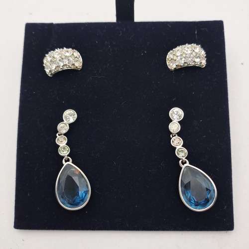 2 Pairs of Swarovski Crystal Earings -Boxed - Pre-owned