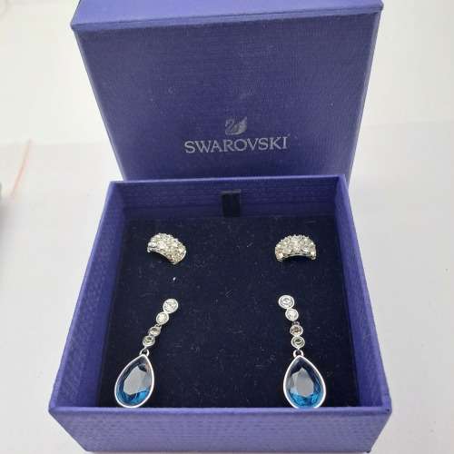 2 Pairs of Swarovski Crystal Earings -Boxed - Pre-owned