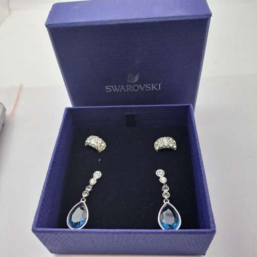 2 Pairs of Swarovski Crystal Earings -Boxed - Pre-owned