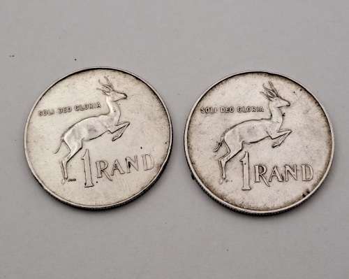 2 x 1966  South Africa (Silver,800) 1 Rand -English legend