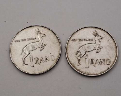 2 x 1966  South Africa (Silver,800) 1 Rand -English legend