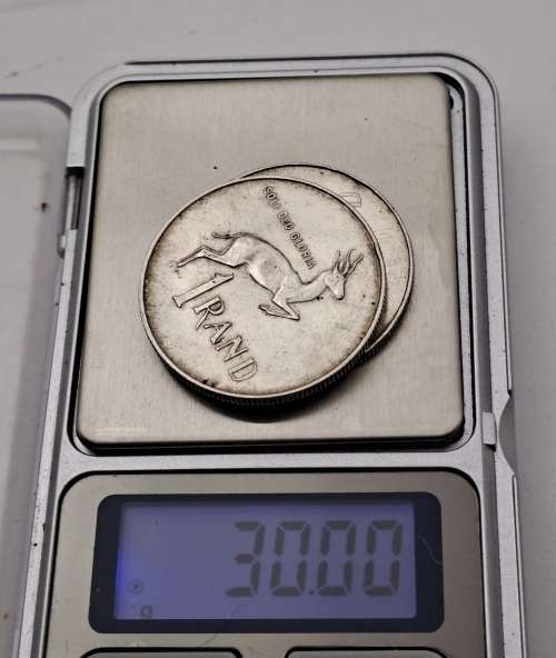 2 x 1966  South Africa (Silver,800) 1 Rand -English legend