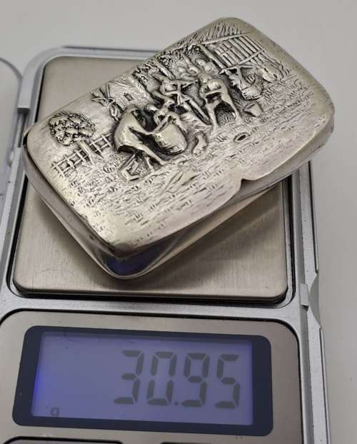 Antique/ Vintage Hans Jensen Silver Plated Snuff /Pill box13x52x35mm-Denmark