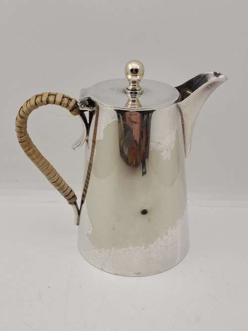 Vintage E.P.N.S -Silver Plated Hot Water Jug Three Quarter Pint Bamboo covered Handle