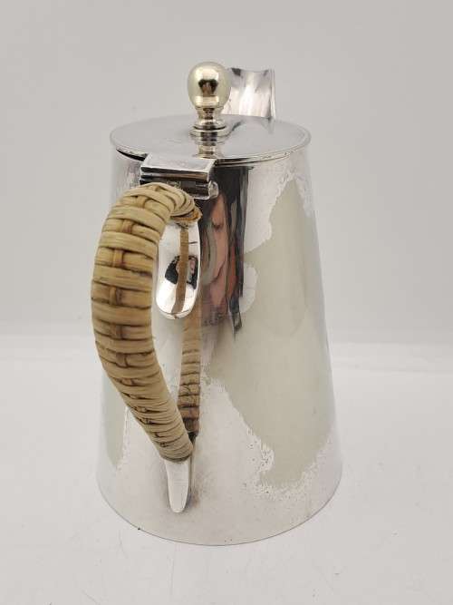 Vintage E.P.N.S -Silver Plated Hot Water Jug Three Quarter Pint Bamboo covered Handle