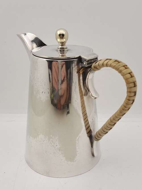 Vintage E.P.N.S -Silver Plated Hot Water Jug Three Quarter Pint Bamboo covered Handle
