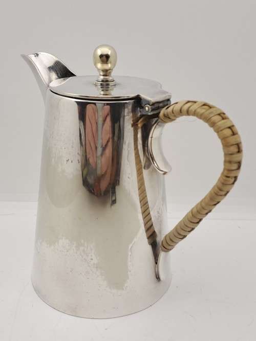 Vintage E.P.N.S -Silver Plated Hot Water Jug Three Quarter Pint Bamboo covered Handle