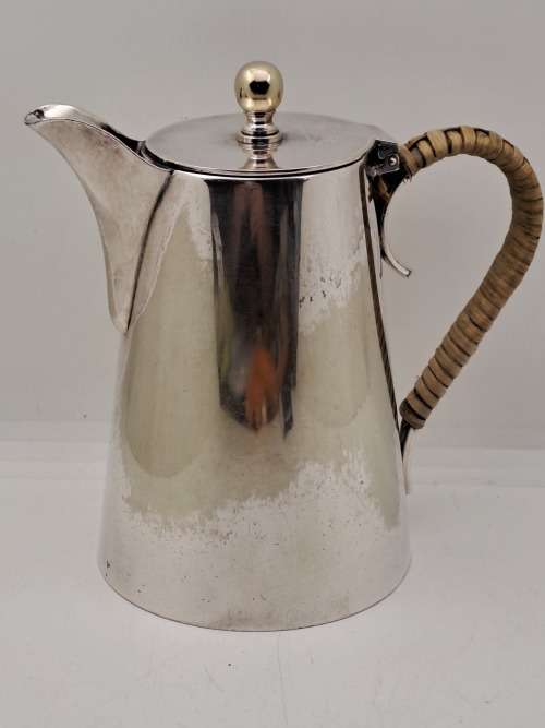 Vintage E.P.N.S -Silver Plated Hot Water Jug Three Quarter Pint Bamboo covered Handle