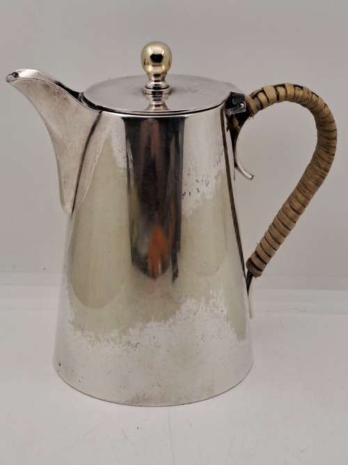 Vintage E.P.N.S -Silver Plated Hot Water Jug Three Quarter Pint Bamboo covered Handle