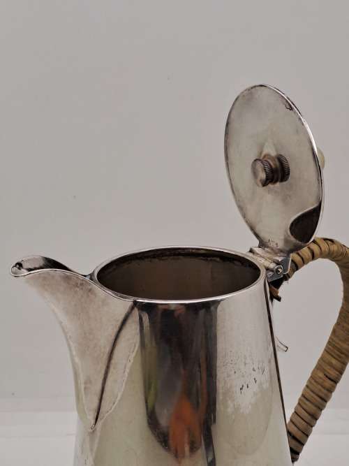 Vintage E.P.N.S -Silver Plated Hot Water Jug Three Quarter Pint Bamboo covered Handle