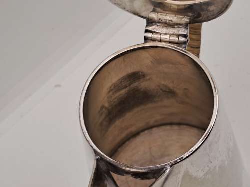 Vintage E.P.N.S -Silver Plated Hot Water Jug Three Quarter Pint Bamboo covered Handle
