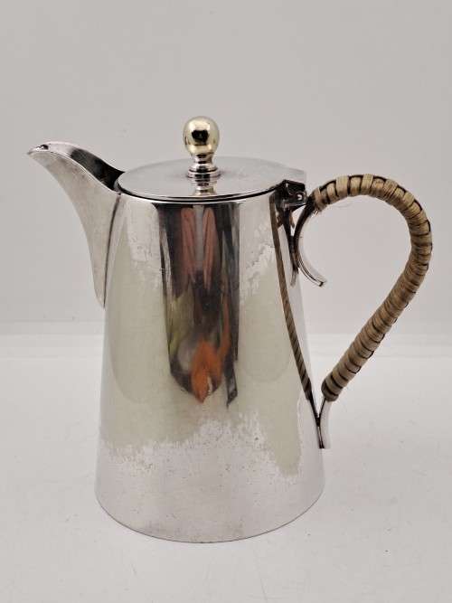 Vintage E.P.N.S -Silver Plated Hot Water Jug Three Quarter Pint Bamboo covered Handle