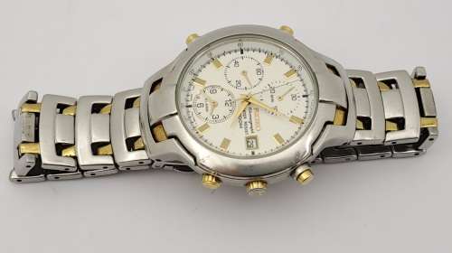 Pre-owned 1999 or 2000  Seiko Chronograph Alarm Mens watch - Working Original StrapMov 7T32