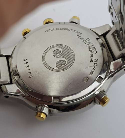 Pre-owned 1999 or 2000  Seiko Chronograph Alarm Mens watch - Working Original StrapMov 7T32