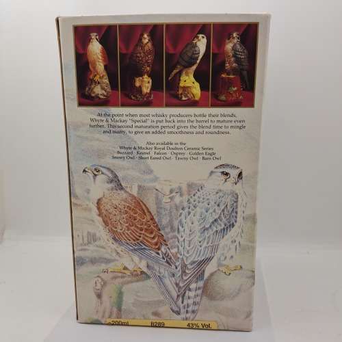 1979 Royal Doulton Ceramics Scottish Birds of Prey Merlin Whiskey Decanter boxed