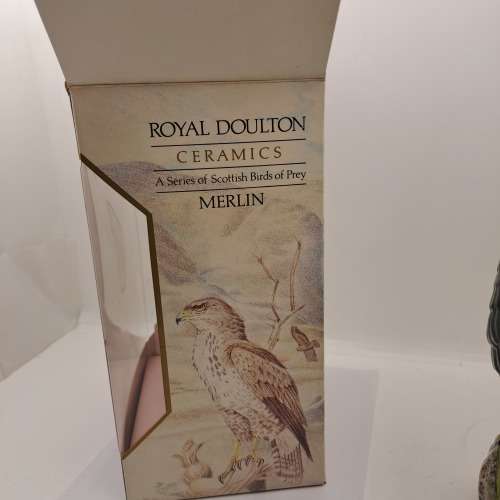 1979 Royal Doulton Ceramics Scottish Birds of Prey Merlin Whiskey Decanter boxed