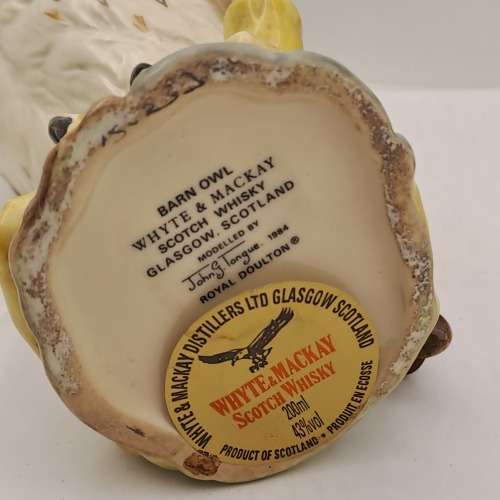 1984 Royal Doulton Ceramics Scottish Birds of Prey (Barn Owl) Whiskey Decanter boxed