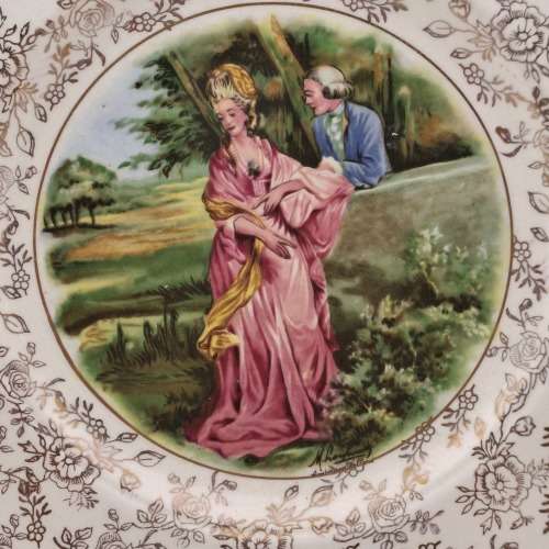 Vintage James Kent Longton ROMANCE Plate 226mm -England-with wire Hanger