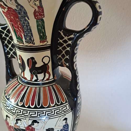 Large Vintage 1960`s Ceramic Vase by artist D. Vassilopoulos Handmade Greece-see desription 36,5cm