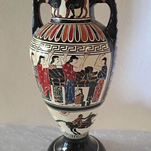 Large Vintage 1960`s Ceramic Vase by artist D. Vassilopoulos Handmade Greece-see desription 36,5cm