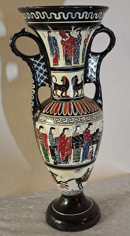 Large Vintage 1960`s Ceramic Vase by artist D. Vassilopoulos Handmade Greece-see desription 36,5cm