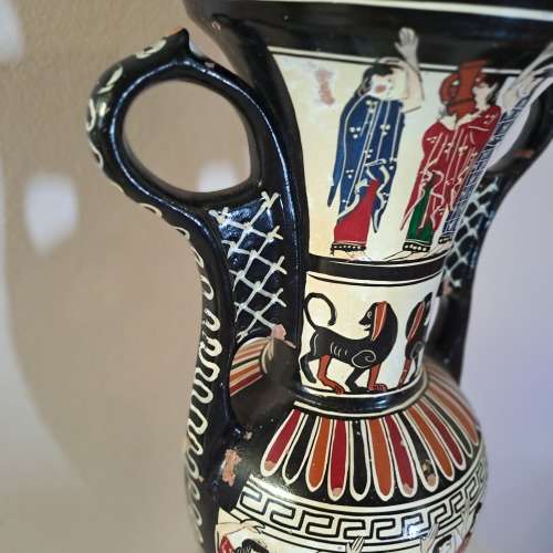 Large Vintage 1960`s Ceramic Vase by artist D. Vassilopoulos Handmade Greece-see desription 36,5cm