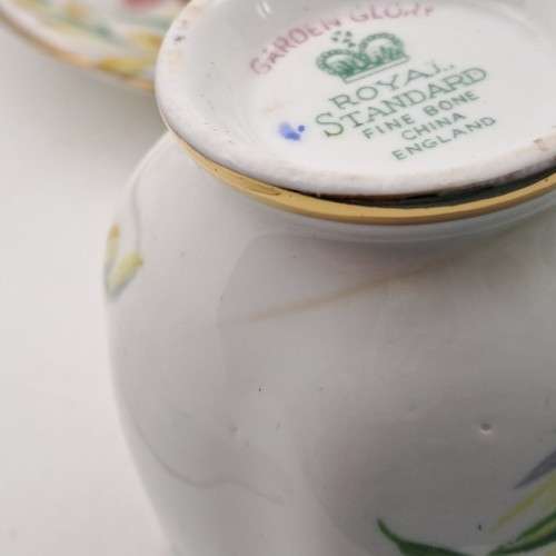 1950`s Royal Standard Garden Glory Demitasse 5 Cups ,6 Saucers (1 Cup chipped and 1 hairline Crack)