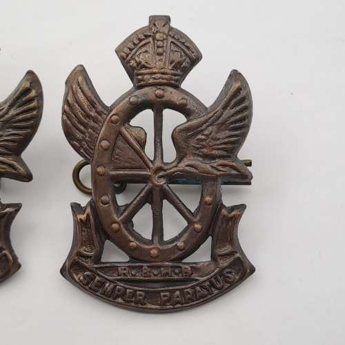 2 WW2 South Africa Railway and Harbour Brigade Cap Badges 50x33mm