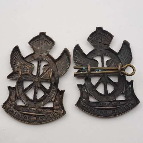 2 WW2 South Africa Railway and Harbour Brigade Cap Badges 50x33mm