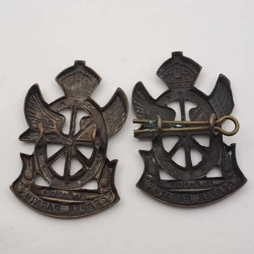 2 WW2 South Africa Railway and Harbour Brigade Cap Badges 50x33mm