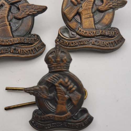 3 x WW2 South African Service Corps Cap Badges