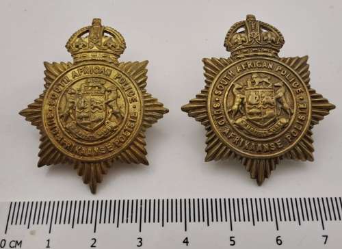 2 x WW2 South African Police Helmet Badges