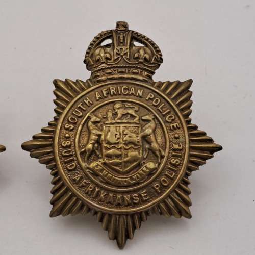 2 x WW2 South African Police Helmet Badges