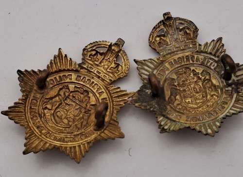 2 x WW2 South African Police Helmet Badges