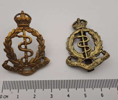 1 WW2 South African Medical Corps and 1 WW1 Royal Army Medical Corps Cap Badges