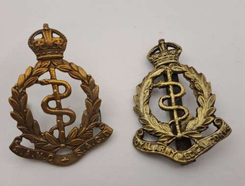 1 WW2 South African Medical Corps and 1 WW1 Royal Army Medical Corps Cap Badges