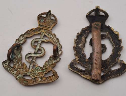 1 WW2 South African Medical Corps and 1 WW1 Royal Army Medical Corps Cap Badges
