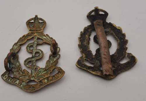 1 WW2 South African Medical Corps and 1 WW1 Royal Army Medical Corps Cap Badges