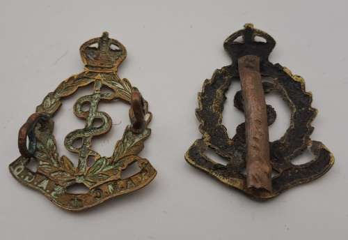 1 WW2 South African Medical Corps and 1 WW1 Royal Army Medical Corps Cap Badges