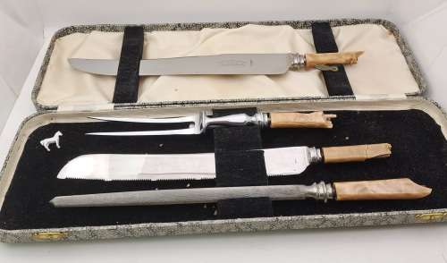 Knife Makers Project !!! Antique Leonard Donald & Stanley Sheffield Carving set handles  detoriated