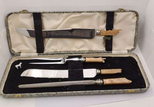 Knife Makers Project !!! Antique Leonard Donald & Stanley Sheffield Carving set handles  detoriated