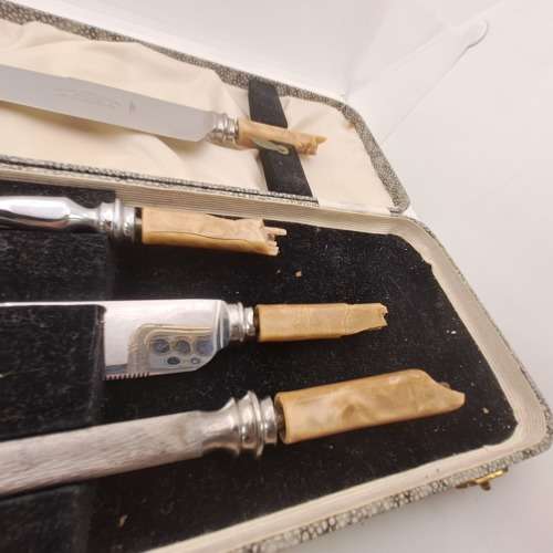 Knife Makers Project !!! Antique Leonard Donald & Stanley Sheffield Carving set handles  detoriated
